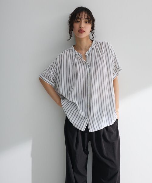 「Green Parks」 「chocol raffine robe」半袖ブラウス FREE グレー レディース_画像2