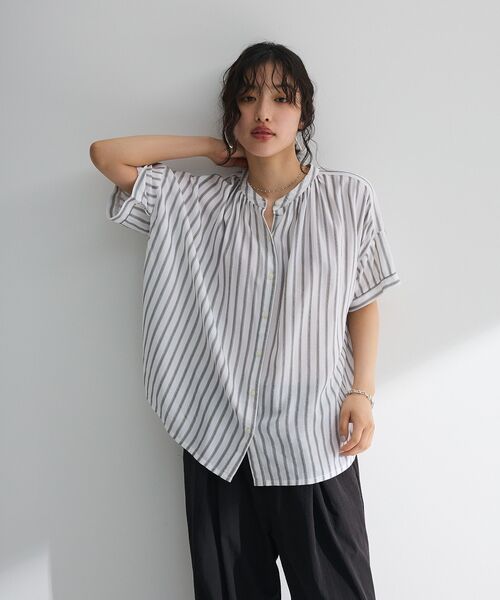 「Green Parks」 「chocol raffine robe」半袖ブラウス FREE グレー レディース_画像7