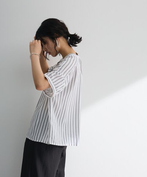 「Green Parks」 「chocol raffine robe」半袖ブラウス FREE グレー レディース_画像8