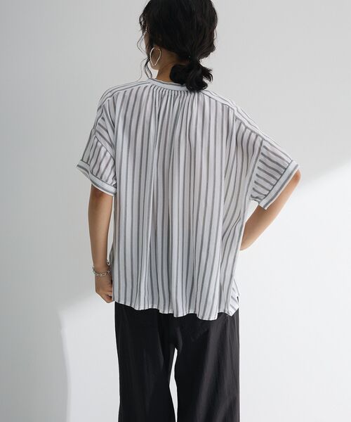 「Green Parks」 「chocol raffine robe」半袖ブラウス FREE グレー レディース_画像9