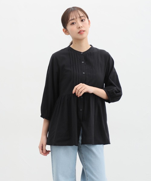 「Honeys」 7分袖ブラウス S ネイビー レディース_画像4