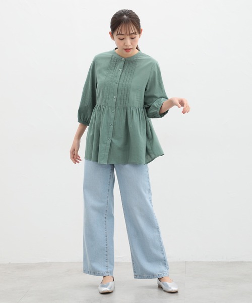 「Honeys」 7分袖ブラウス S ネイビー レディース_画像7