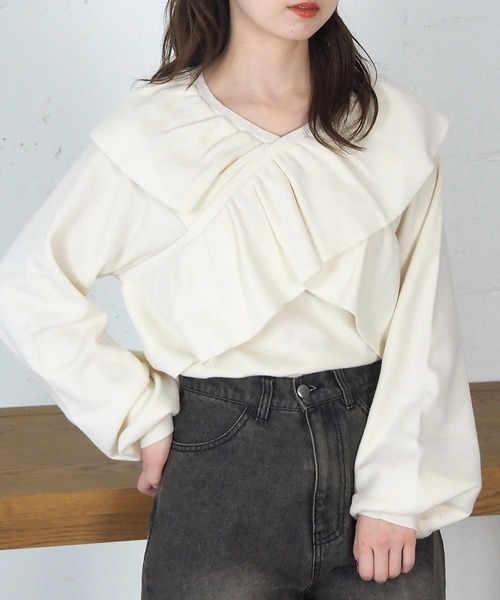 tiptop（ティップトップ） ニット セーター フリルクロスニットプル