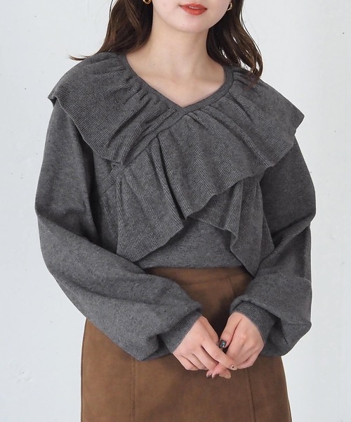 tiptop（ティップトップ） ニット セーター フリルクロスニットプル