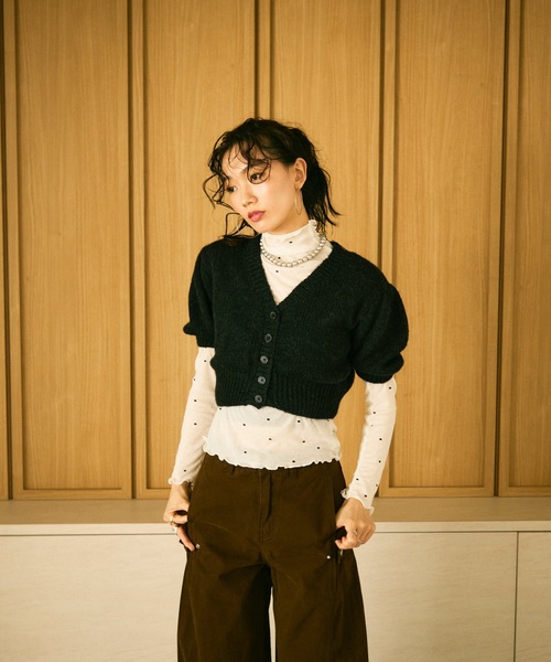 カーディガン 半袖 Puff sleeve half cardigan / パフスリーブハーフ