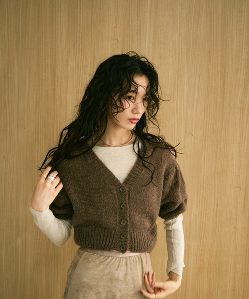 カーディガン 半袖 Puff sleeve half cardigan / パフスリーブハーフ