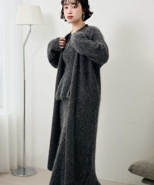 カーディガン mohair shawl long cardigan /モヘアショールロング長袖