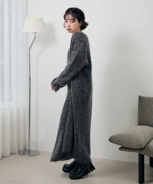 カーディガン mohair shawl long cardigan /モヘアショールロング長袖