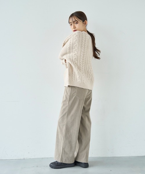 mil（ミル） ニット セーター ケーブル編み ボリューム袖ニットプル