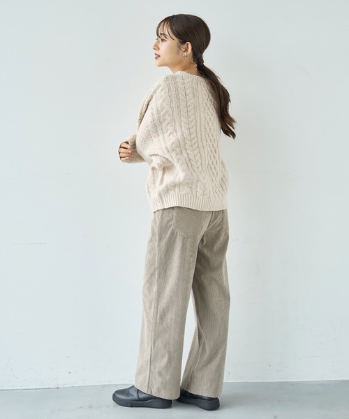 mil（ミル） ニット セーター ケーブル編み ボリューム袖ニットプル
