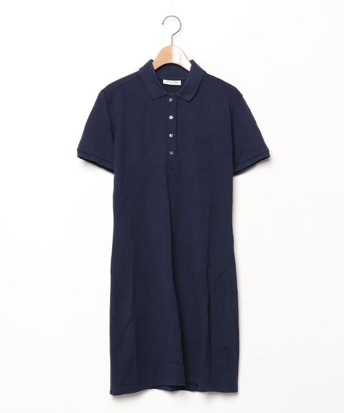 LACOSTE（ラコステ） ワンポイント半袖ワンピース 38 ネイビー