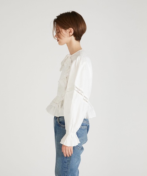 crinkle crinkle crinkleフリルシャツ デニム長袖クリンクル crinkle
