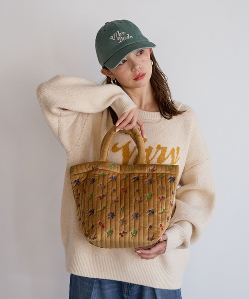 BAYFLOW（ベイフロー） トートバッグ 刺繍ベルベットトート レディース