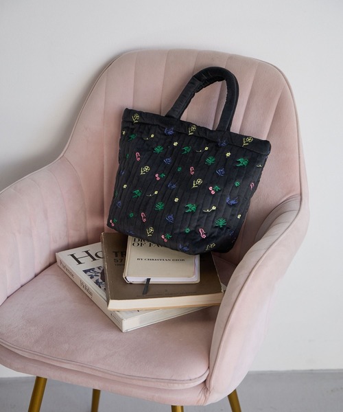 BAYFLOW（ベイフロー） トートバッグ 刺繍ベルベットトート レディース