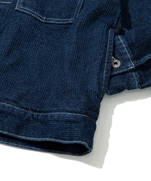 AOZORA（アオゾラ） デニムジャケット gジャン 刺し子デニム ワイド