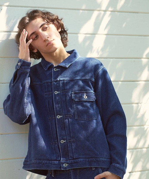 AOZORA（アオゾラ） デニムジャケット gジャン 刺し子デニム ワイド