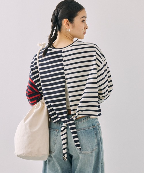 「BABYLONE」 7分袖カットソー フリー ネイビー レディース_画像2