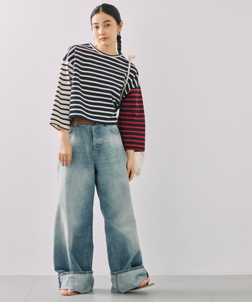 「BABYLONE」 7分袖カットソー フリー ネイビー レディース_画像3