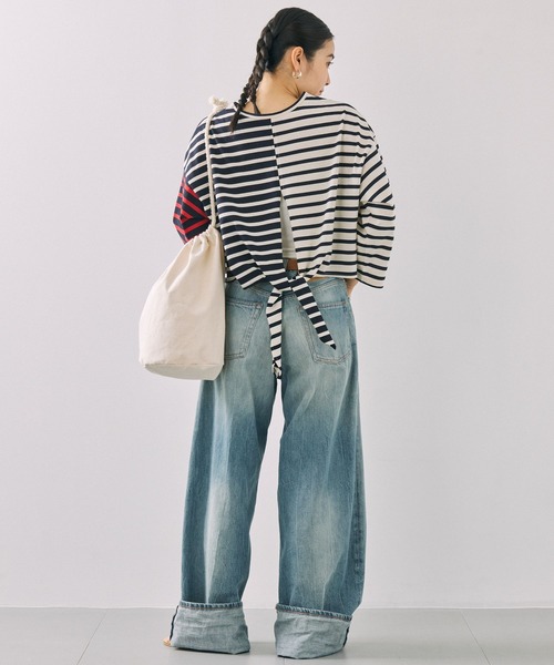 「BABYLONE」 7分袖カットソー フリー ネイビー レディース_画像5