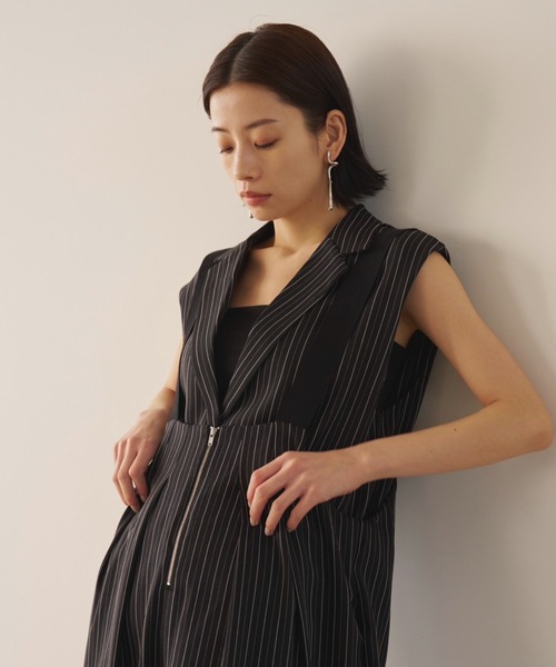AIC. サロペット オーバーオール ヘリンボーンストライプサロペット