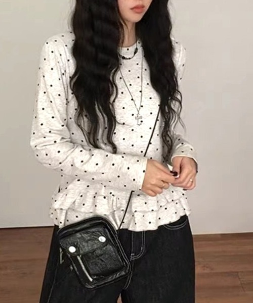 tシャツ フリルドット柄トップス レディース : ZOZOTOWN Yahoo!店