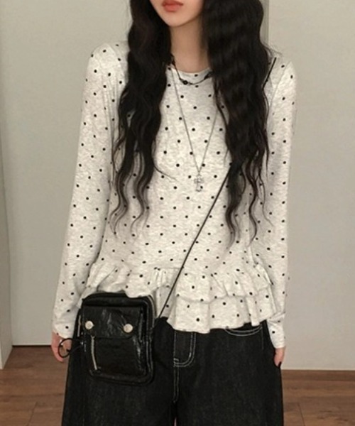 tシャツ フリルドット柄トップス レディース : ZOZOTOWN Yahoo!店