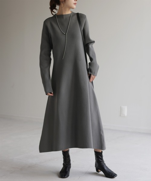 美品✨JURGENLEHL ババグーリ ロングワンピース ウール グレー ババグーリ“ウール天竺フェルト”のワンピース | 長野ヨーガンレール