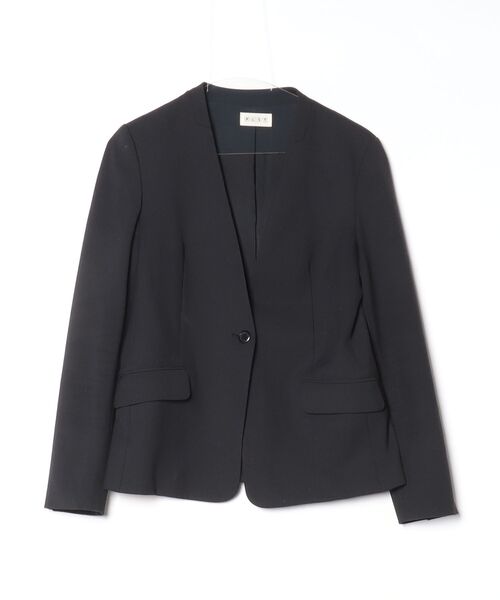 美品　PLST プラステ　ノーカラー　ジャケット　パンツ　セットアップ　　手洗い PLST（プラステ） ノーカラージャケット M ブラック レディース