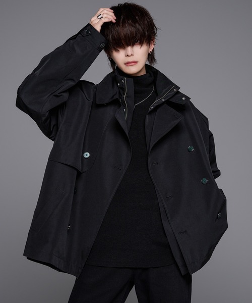 「ADRER」 トレンチコート LARGE ブラック メンズ_画像6