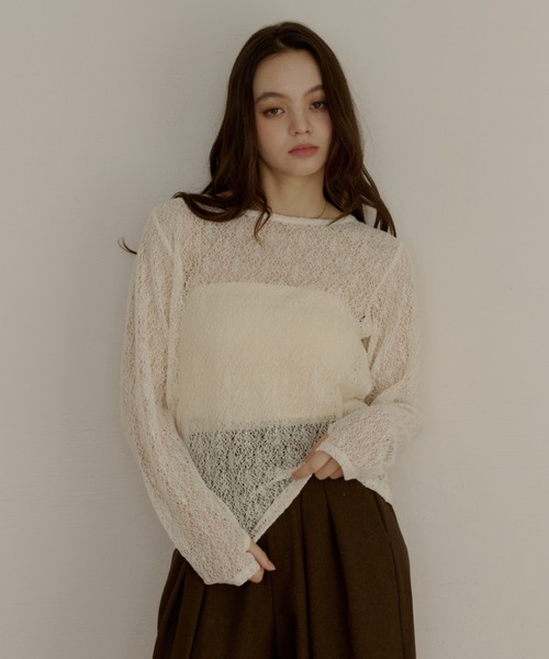 OLUN tシャツ nuance sheer tops/ニュアンスシアートップス レディース