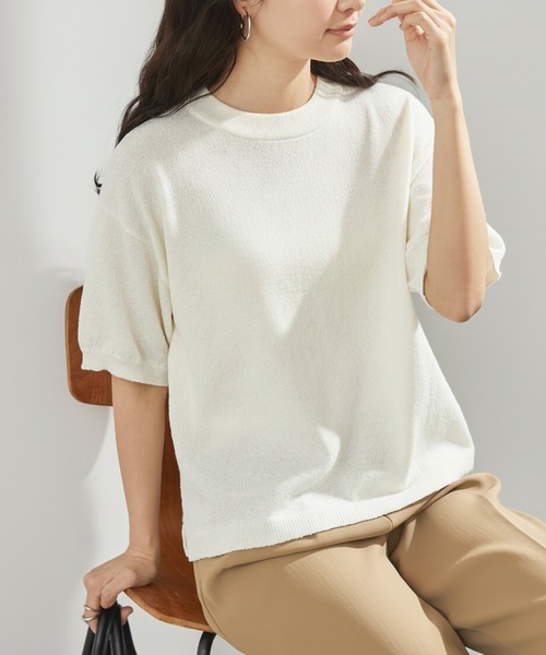 MONO-MART（モノマート） tシャツ 半袖 接触冷感 ブークレサマーニット