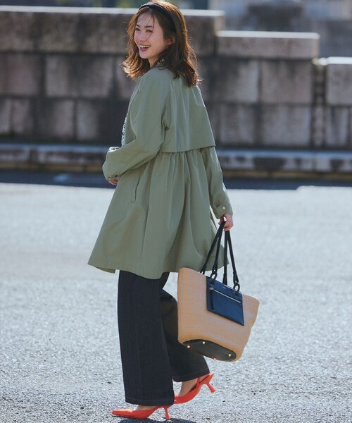 美品 23区L ノーカラー アウター 44 コート 23区（ニジュウサンク） ノーカラーコート 44 ブラック レディース