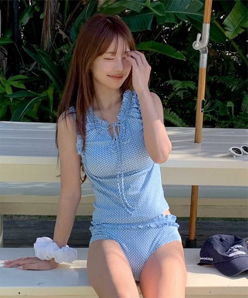 【Burberry】チェック柄フリルタンクトップ M チェック柄フリルタンクトップビキニ/水着【SEADRESS シードレス