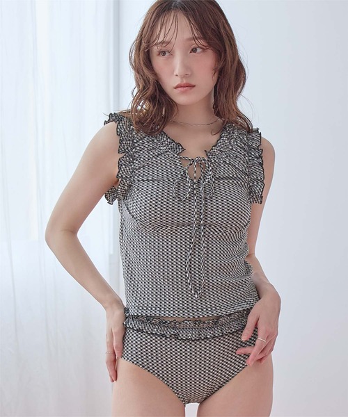 SEA DRESS（シードレス） 水着 チェック柄フリルタンクトップビキニ