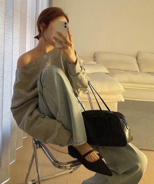 「meJane」 スウェットカットソー FREE 霜降りグレー レディース_画像3