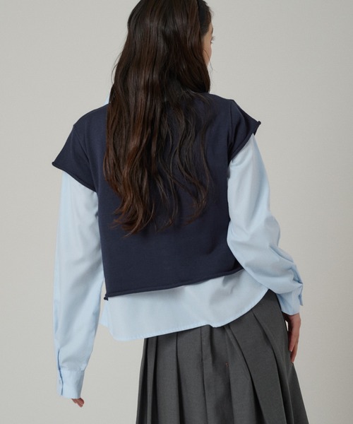 MUHET（ミュエータ） ブラウス シャツ layered-look knit shirt top 