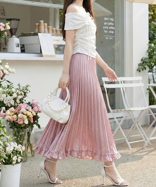 aytsプリーツスカート Diosfront スカート 裾フリルサテンプリーツスカート : ZOZOTOWN Yahoo