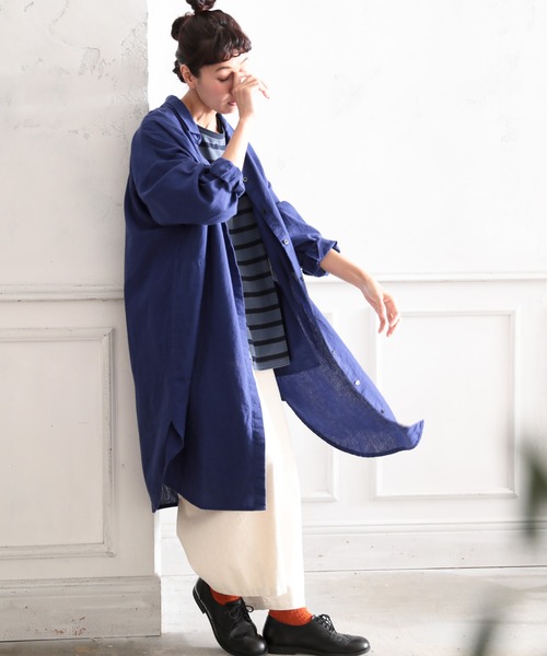 「soulberry」 シャツワンピース M ブルー レディース_画像6