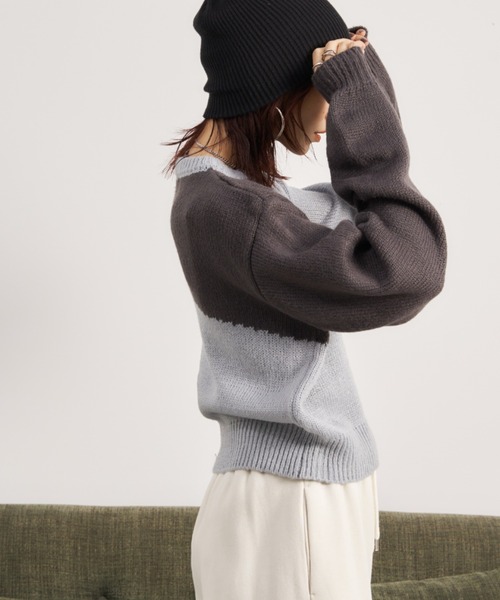 「Auntie Rosa Holiday」 長袖ニット FREE ブルー レディース_画像4