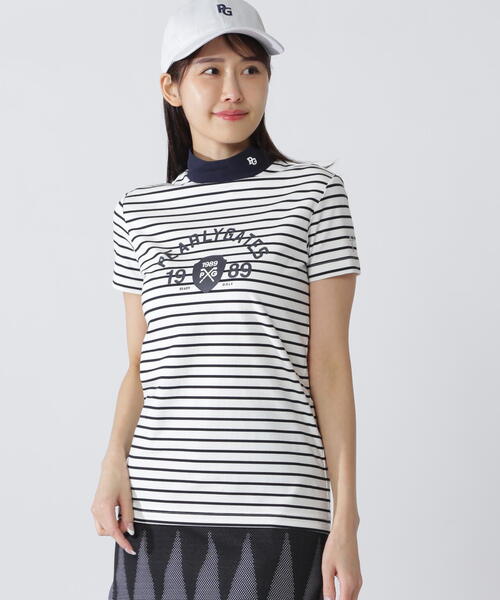 新品・未使用 PEARLY GATES ボーダーシャツ ネイビー サイズ1 PEARLY GATES（パーリーゲイツ） tシャツ 「PEARLY GATES」ボーダー柄
