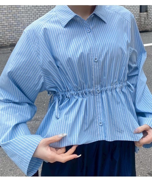 LE CIEL BLEU ドローストリングシャツ お値下げしました◎ LE CIEL BLEU（ルシェルブルー） ブラウス シャツ ドローストリング