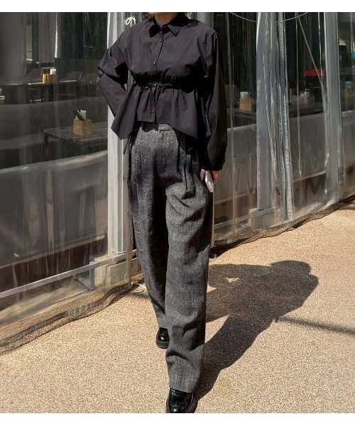 Drawstring-Waist Shirt ルシェルブルー　ブルーシャツ LE CIEL BLEU（ルシェルブルー） ブラウス シャツ ドローストリング