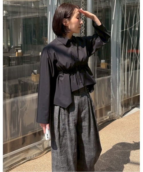 LE CIEL BLEU ドローストリングシャツ お値下げしました◎ LE CIEL BLEU（ルシェルブルー） ブラウス シャツ ドローストリング