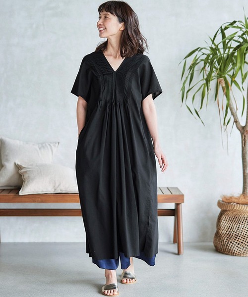 「Sunny clouds」 半袖ワンピース MEDIUM ブラック レディース_画像3