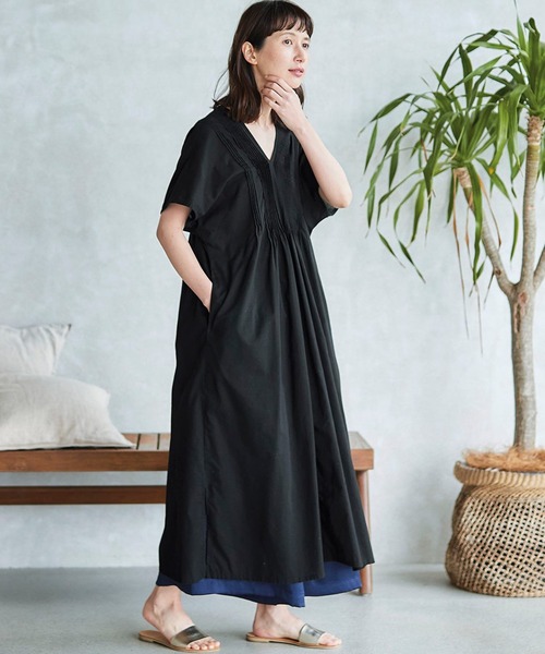 「Sunny clouds」 半袖ワンピース MEDIUM ブラック レディース_画像4
