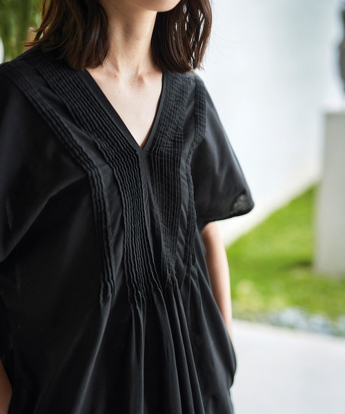 「Sunny clouds」 半袖ワンピース MEDIUM ブラック レディース_画像7