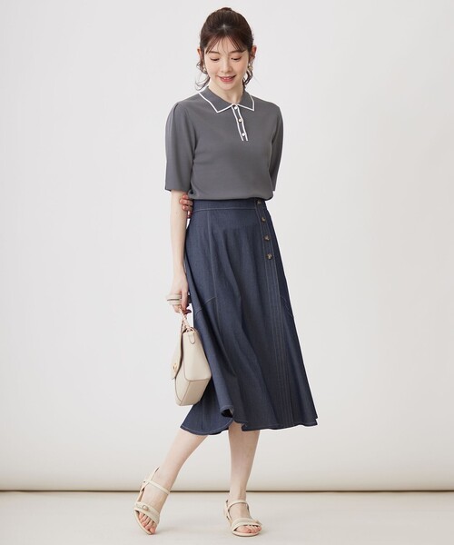 「ANY SIS」 半袖ニット 4 グレー レディース_画像4