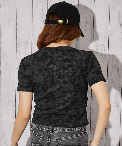tシャツ 半袖 「ラインストーンロゴ×ムラ染め」Tシャツ／ストリート