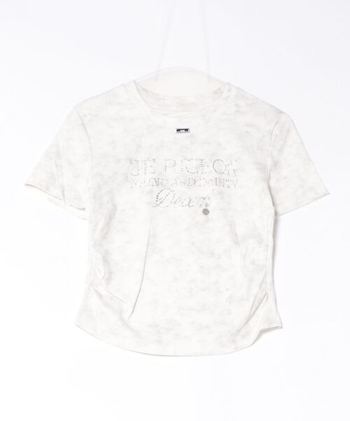 tシャツ 半袖 「ラインストーンロゴ×ムラ染め」Tシャツ／ストリート