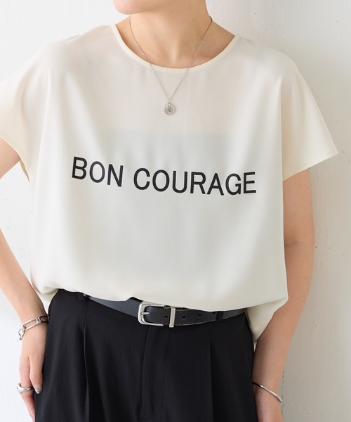 tシャツ 大人キレイ目フレンチロゴスリーブTシャツ/WEB限定 レディースの画像